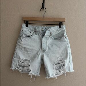 Levi’s 501 Distressed Light Wash Denim Shorts - Women